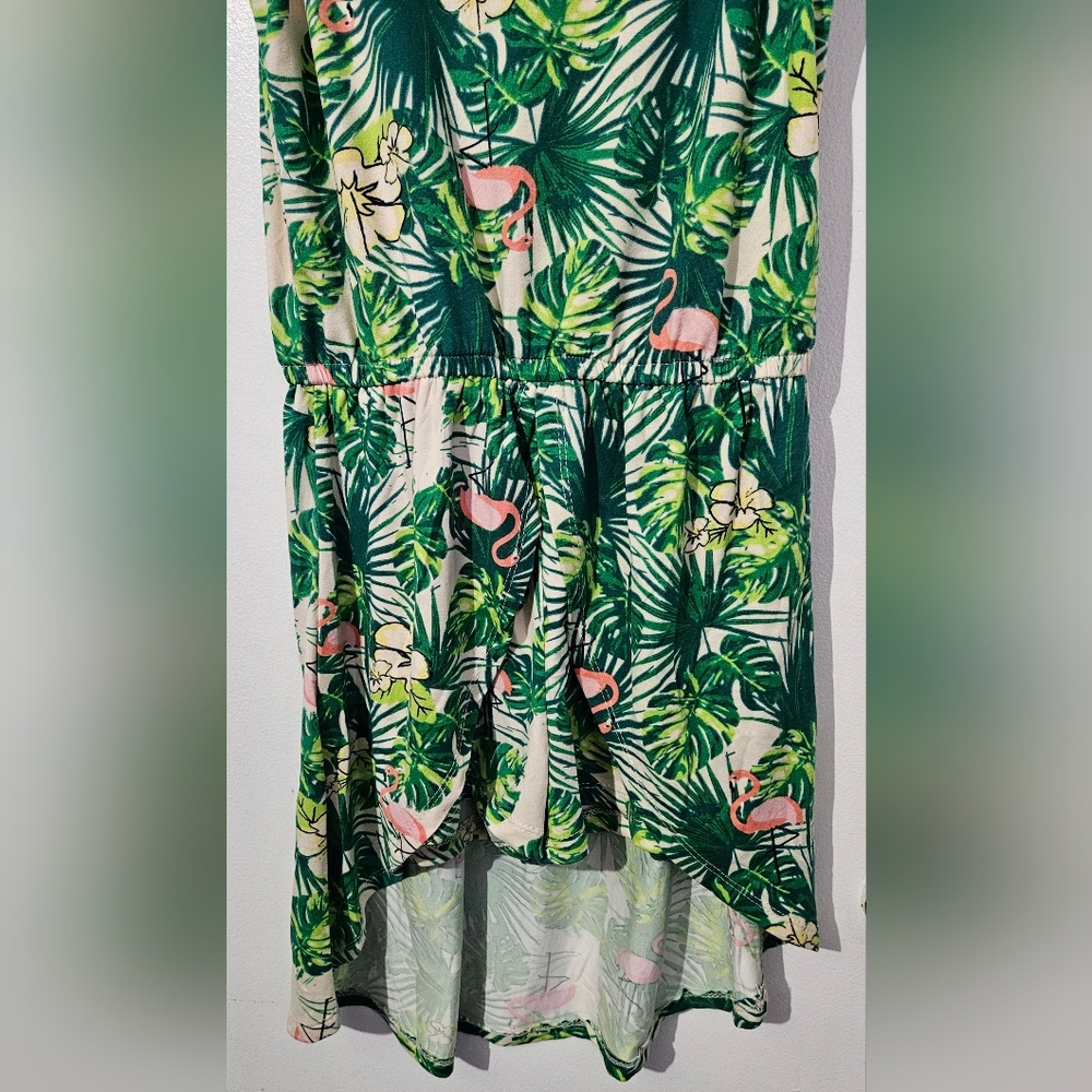 Tropical Green Sleeveless Romper Shorts Dress Medium - Picture 3 of 4